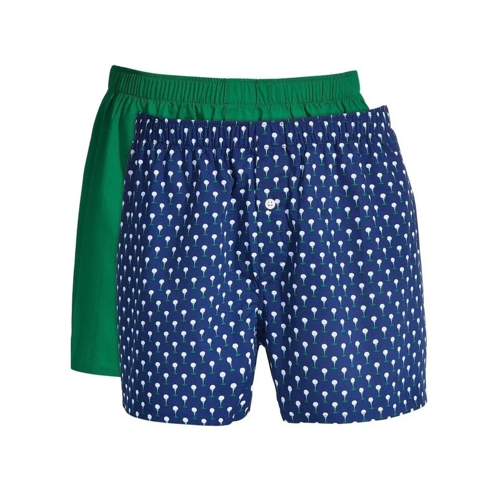 Club Room Men's 2-Pk. Regular-Fit Cotton Themed Boxers Blue Green Multi-Large